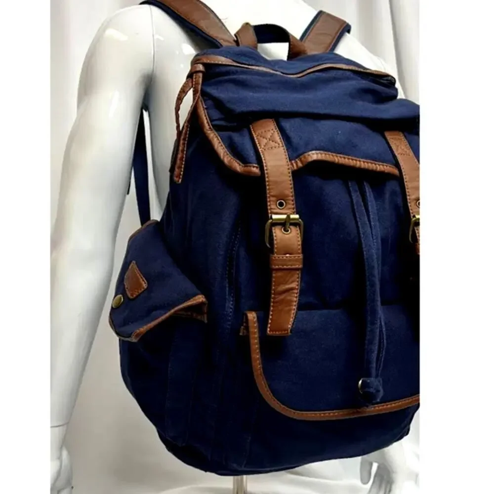 NWT! Hynes Eagle Retro Designer Canvas‎ Backpack 28L NAVY